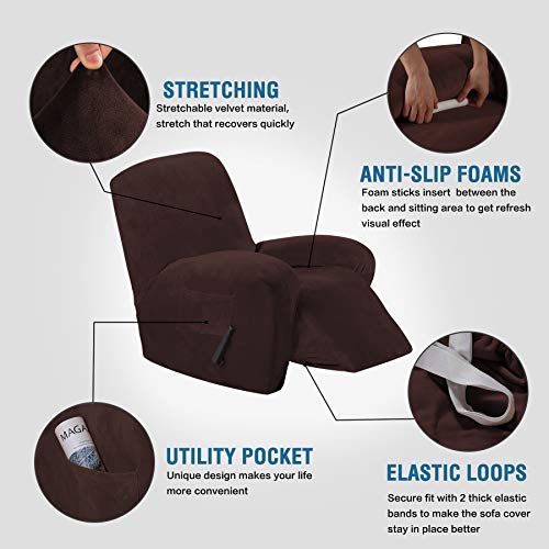PrimeBeau Recliner Slipcovers Recliner Chair Cover Sofa Furniture Cover 1-Piece Modern Rich Velvet Plush Form Fit Stylish Protector Feature Rich and Soft Fabric