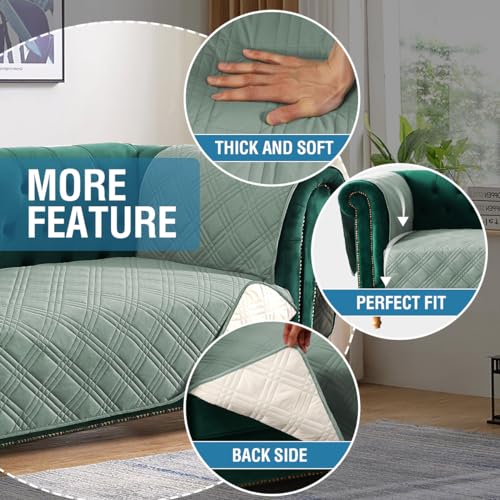 PrimeBeau 100% Waterproof Sofa & Oversize Sofa Covers Traditional Chesterfield Sofa Covers with Extra Long Armrest Cover Waterproof and Washable Thick Couch Cover for Dogs (1 Piece)