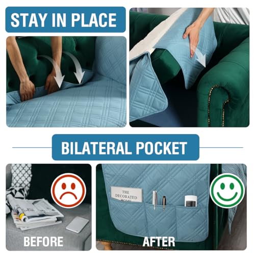 PrimeBeau 100% Waterproof Sofa & Oversize Sofa Covers Traditional Chesterfield Sofa Covers with Extra Long Armrest Cover Waterproof and Washable Thick Couch Cover for Dogs (1 Piece)