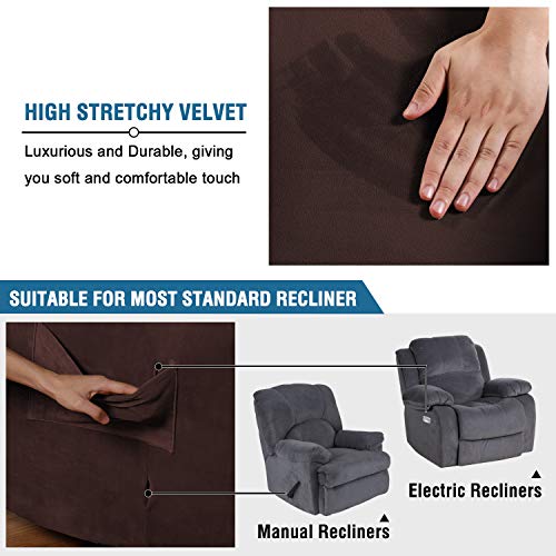 PrimeBeau Recliner Slipcovers Recliner Chair Cover Sofa Furniture Cover 1-Piece Modern Rich Velvet Plush Form Fit Stylish Protector Feature Rich and Soft Fabric