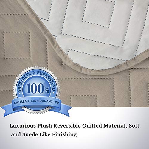 PrimeBeau Reversible Armchair Protector Slipcover Water Resistant Anti-Slip Couch Cover with Elastic Straps, Pets Protection, Stylish Decor, Easy Care