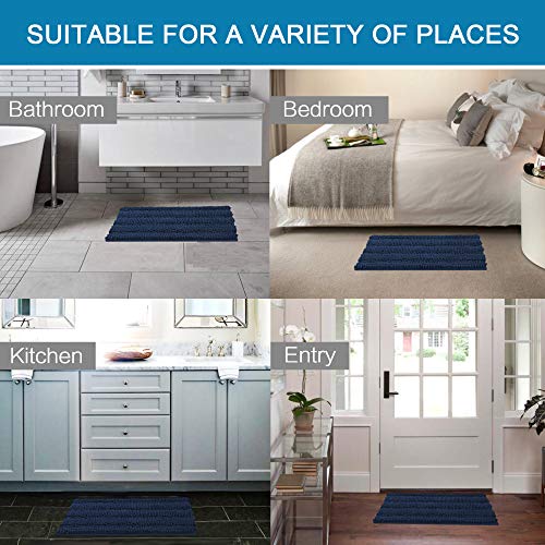 PrimeBeau Luxury Chenille Striped Bath Mats Set | Ultra Thick & Absorbent Non Slip Rugs 20“ x 32"