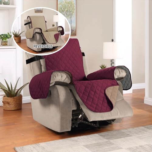 PrimeBeau Reversible Quilted Recliner & Oversize Recliner Covers - Stylish Furniture Protection & Decor Enhancement