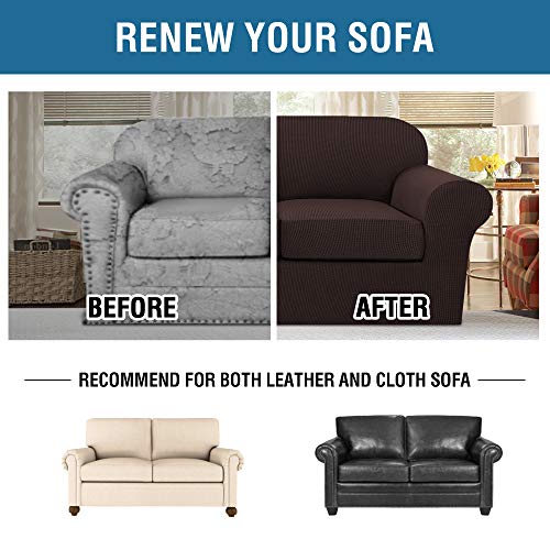 PrimeBeau 4 Pieces Premium Jacquard Sofa Slipcover Set, Sofa and Oversize Sofa
