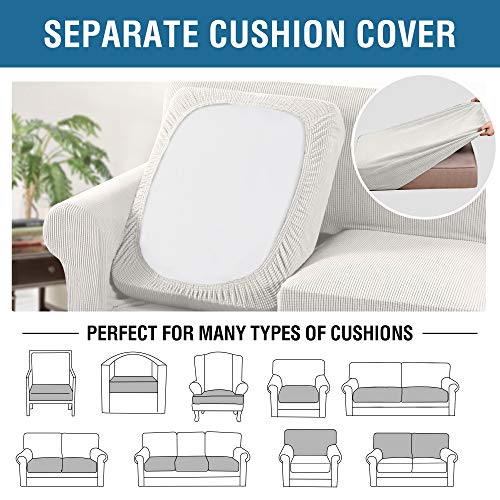 PrimeBeau 4 Pieces Premium Jacquard Sofa Slipcover Set, Sofa and Oversize Sofa