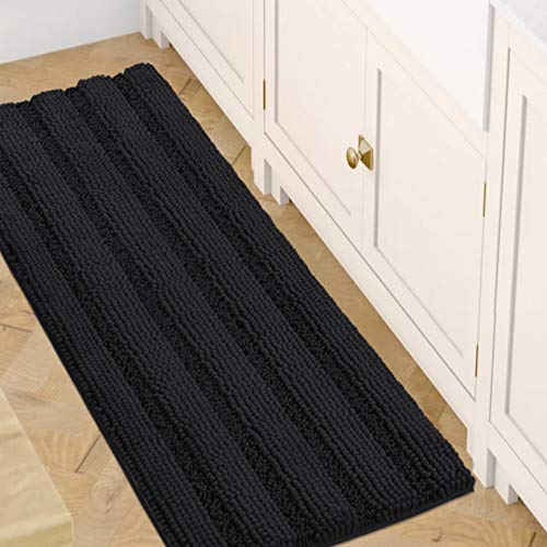 PrimeBeau Luxury Chenille Striped Bath Mats Set | Ultra Thick & Absorbent Non Slip Rugs 47“ x 17"