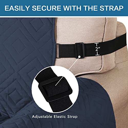 PrimeBeau Reversible Armchair Protector Slipcover Water Resistant Anti-Slip Couch Cover with Elastic Straps, Pets Protection, Stylish Decor, Easy Care