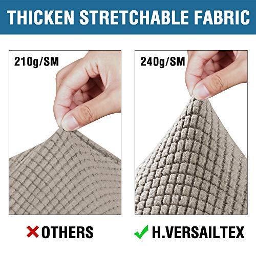 H.VERSAILTEX 3 Piece Stretch Sofa Covers for 2 Cushion Sofa Couch Covers for Living Room Sofa Slipcovers (Base Cover Plus 2 Seat Cushion Covers) Thicker Jacquard Fabric(Large Sofa, Taupe)