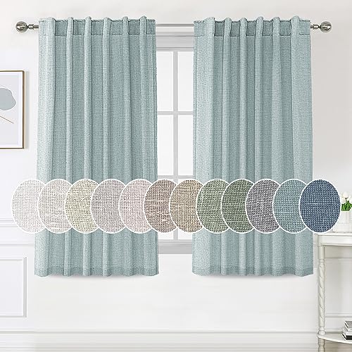 PrimeBeau Natural Linen Curtains 2 Panels Back Tab Loop Pocket Boho Sheer Curtain