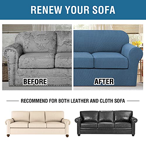 PrimeBeau 4 Pieces Premium Jacquard Sofa Slipcover Set, Sofa and Oversize Sofa