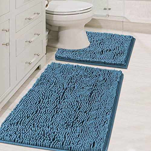 PrimeBeau Bath Mats Non Slip, Soft Shaggy Microfiber, Absorbent, Machine-Washable Rugs(2Pieces)