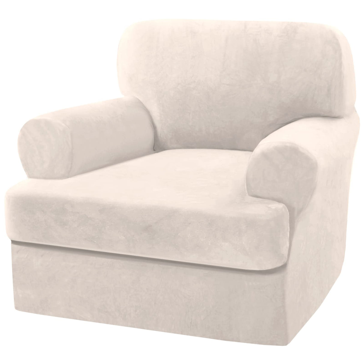 PrimeBeau 2 Piece Armchair Slipcovers Thick Velvet Couch Cover Furniture Protector Stretch Sofa Covers for 1 Cushion Couch with 1 Individual T Cushion Covers Washable