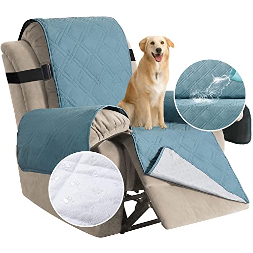 H.VERSAILTEX 100% Waterproof Recliner Covers for Living Room Double Protection Recliner Chair Cover Washable Furniture Protector Recliner Slipcover for Dogs (Oversized Recliner, Smoke Blue)