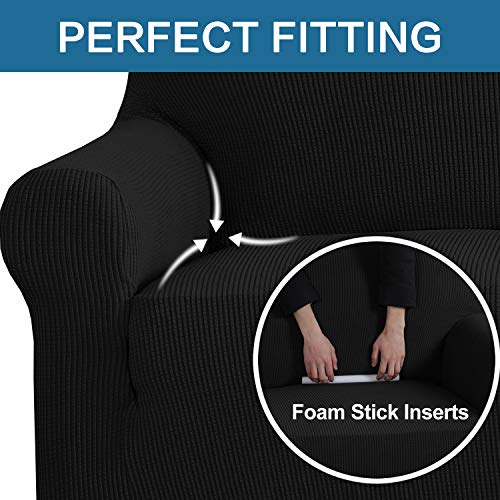 PrimeBeau Stretch Loveseat Slipcovers|Sofa Cover for Loveseat 1 Piece with Elastic Bottom, Textured Checked Jacquard Fabric