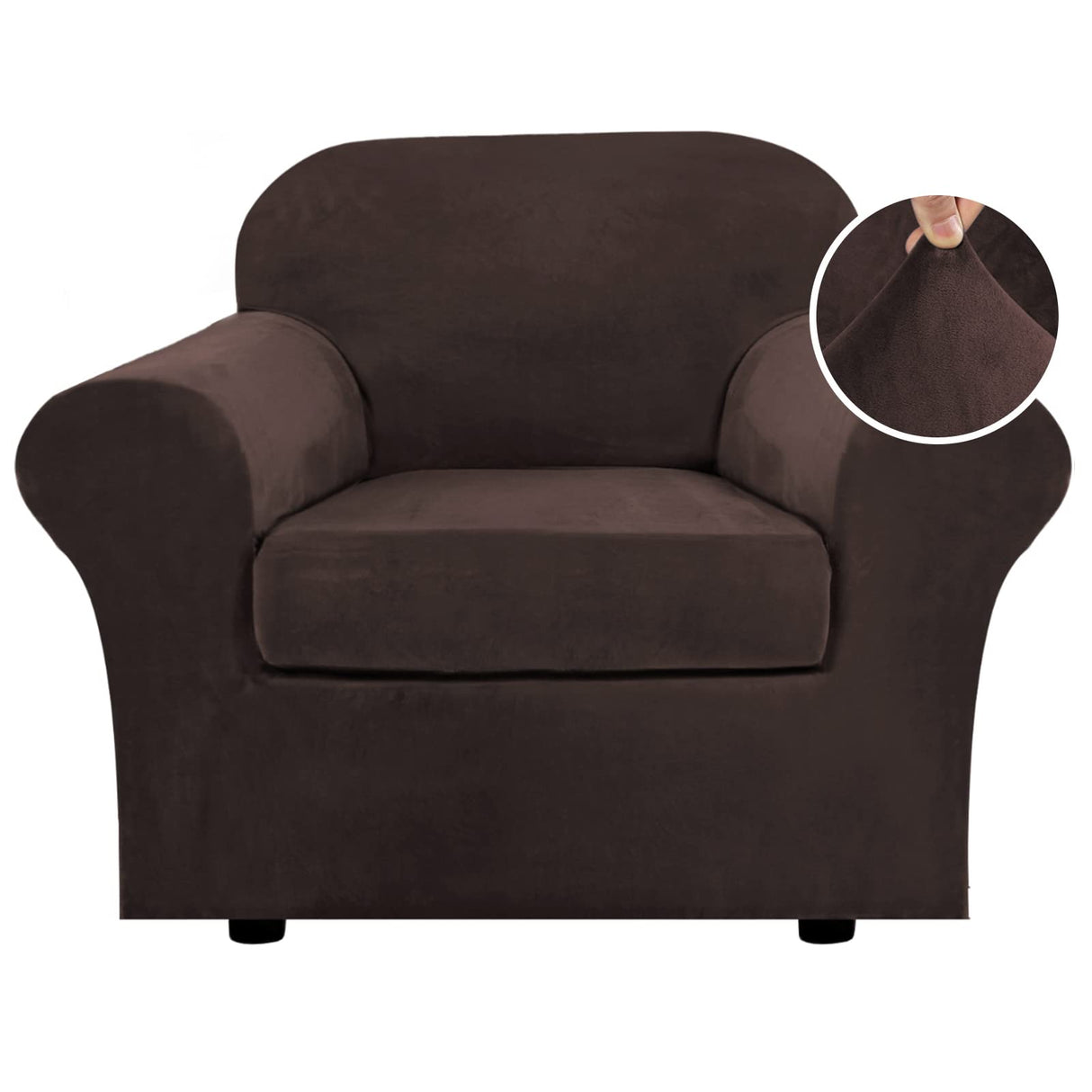 H.Versailtex Modern Velvet Plush High Stretch Sofa Slipcover with Elastic Bottom