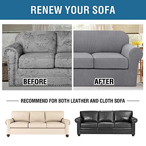 PrimeBeau 4 Pieces Premium Jacquard Sofa Slipcover Set, Sofa and Oversize Sofa