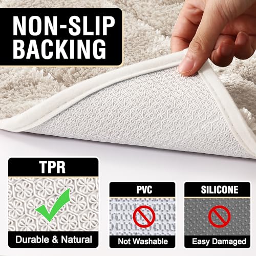 PrimeBeau Bathroom Rugs Thick Velvet Bath Mat - Super Soft, Absorbent, Non-Slip, Washable, 1 Piece