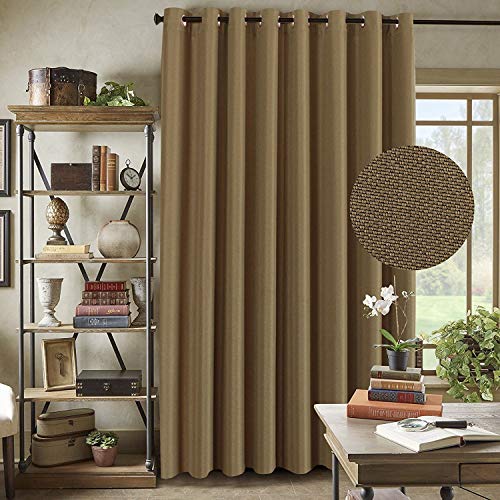 PrimeBeau Faux Linen Room Darkening/Room Dividing Curtain Draper Extra Wide & Long