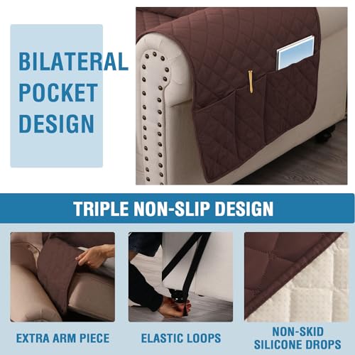 PrimeBeau 100% Waterproof Sectional Couch Covers 2-Piece Couch Cover L Shape Sofa Covers Washable for Dogs Non Slip (Sofa)