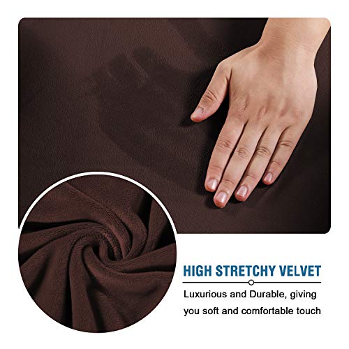 PrimeBeau Velvet 4 Piece High Stretch Sofa Slipcover Sofa Cover Furniture Protector Form Fit Thick Velvet Extra Large Sofa Cover for 3 Cushion Couch Covers