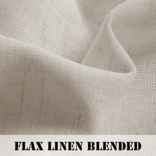 PrimeBeau Natural Linen Mix Tab Top Curtains, Light Filtering Panels (Set of 2)