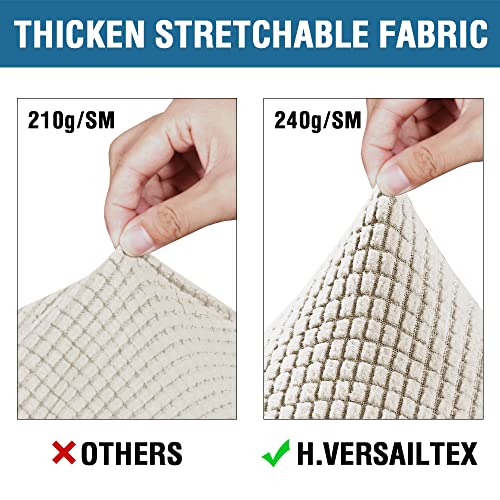 H.VERSAILTEX 4 Piece Stretch Sofa Covers for 3 Cushion Couch Covers for Living Room Furniture Slipcovers (Base Cover Plus 3 Seat Cushion Covers) Upgraded Thicker Jacquard Fabric (Sofa, Island Fossi)