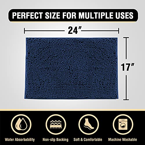 PrimeBeau Luxury Chenille Bath Mat (1 Piece with PVC Back) - Extra Soft, Absorbent, Non-Slip, Quick Dry, Washable