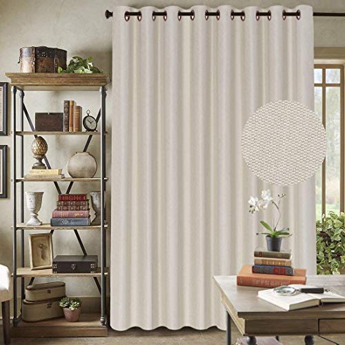 PrimeBeau Faux Linen Room Darkening/Room Dividing Curtain Draper Extra Wide & Long