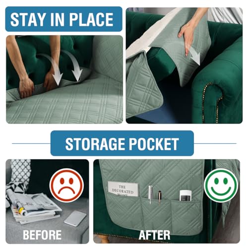 PrimeBeau 100% Waterproof Sofa & Oversize Sofa Covers Traditional Chesterfield Sofa Covers with Extra Long Armrest Cover Waterproof and Washable Thick Couch Cover for Dogs (1 Piece)