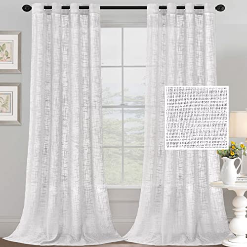 PrimeBeau Natural Linen Blended Grommet Curtains 2 Panel Sets