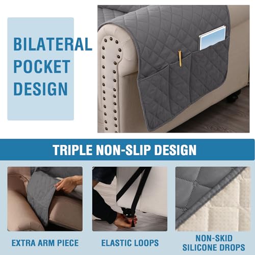 PrimeBeau 100% Waterproof Sectional Couch Covers 2-Piece Couch Cover L Shape Sofa Covers Washable for Dogs Non Slip (Loveseat)