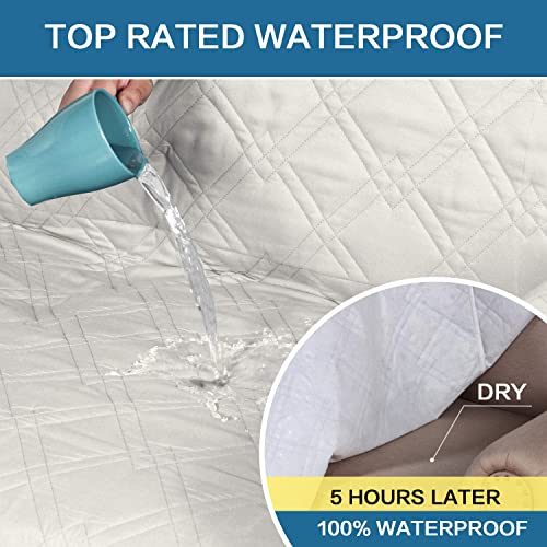 H.VERSAILTEX Waterproof Recliner Cover Non Slip Recliner Chair Covers with Elastic Straps Washable Recliner Covers for Recliner Chair Magic Furniture Protector for Kids and Pets (Recliner, Off White)