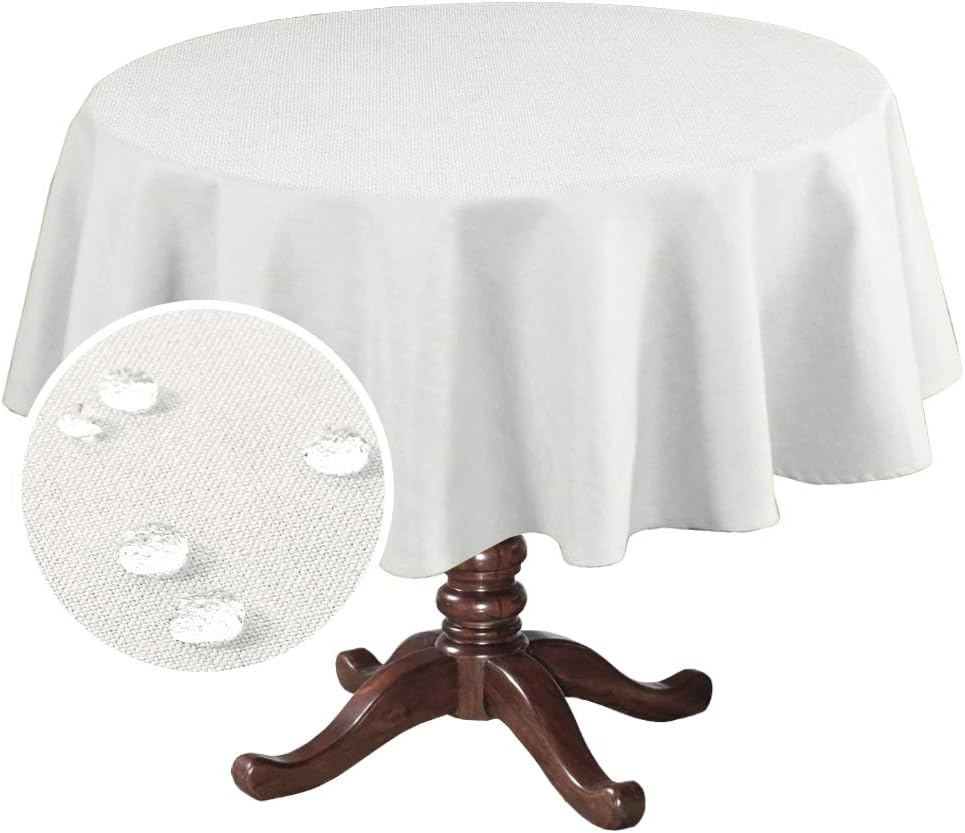 H.Versailtex Linen Textured Table Cloths Premium Solid Tablecloth Spill-Proof Waterproof Table Cover