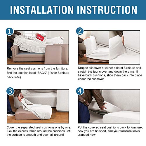 PrimeBeau 4 Pieces Premium Jacquard Sofa Slipcover Set, Sofa and Oversize Sofa