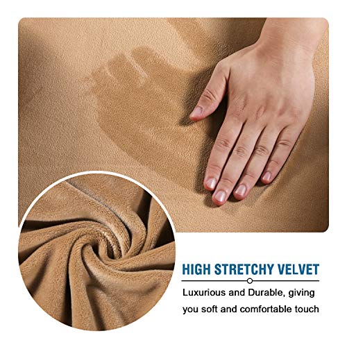 PrimeBeau Velvet 4 Piece High Stretch Sofa Slipcover Sofa Cover Furniture Protector Form Fit Thick Velvet Extra Large Sofa Cover for 3 Cushion Couch Covers