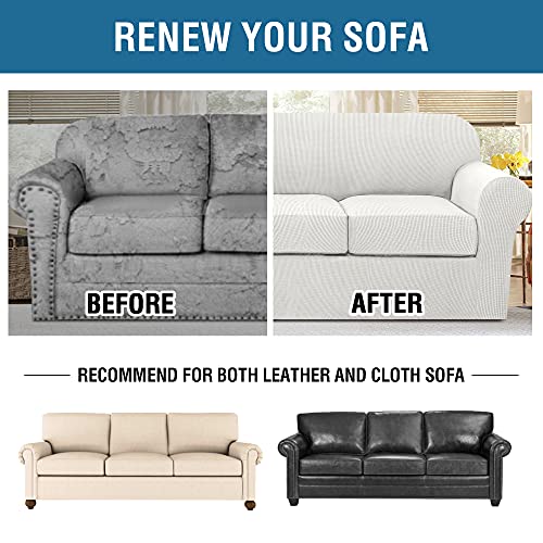 PrimeBeau 4 Pieces Premium Jacquard Sofa Slipcover Set, Sofa and Oversize Sofa