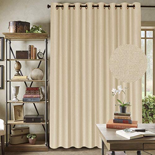PrimeBeau Faux Linen Room Darkening/Room Dividing Curtain Draper Extra Wide & Long