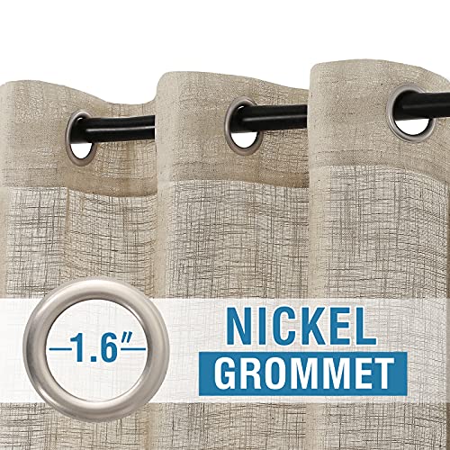PrimeBeau Natural Linen Blended Grommet Curtains 2 Panel Sets