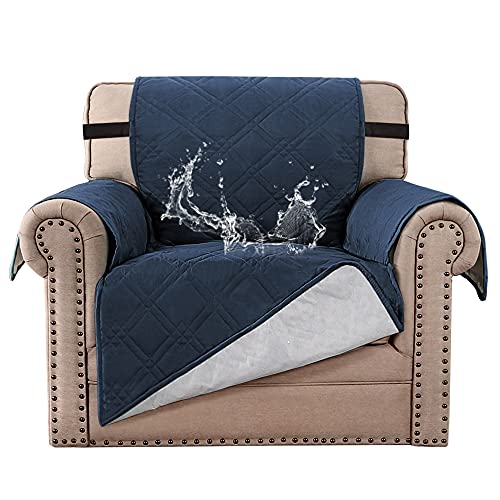 PrimeBeau 100% Waterproof Armchair Protectors Cover for Dogs Pets, Couch Covers Slipcovers Furniture Chair Protector with Non-Slip Strap on Back (Seat Width 21")