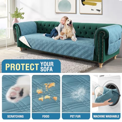 PrimeBeau 100% Waterproof Sofa & Oversize Sofa Covers Traditional Chesterfield Sofa Covers with Extra Long Armrest Cover Waterproof and Washable Thick Couch Cover for Dogs (1 Piece)
