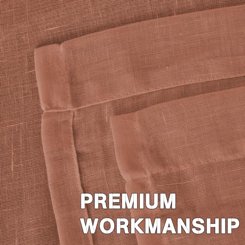 PrimeBeau Faux Linen Semi-Sheer Curtains - Set of 2 Panels, 52 Series Medium Length
