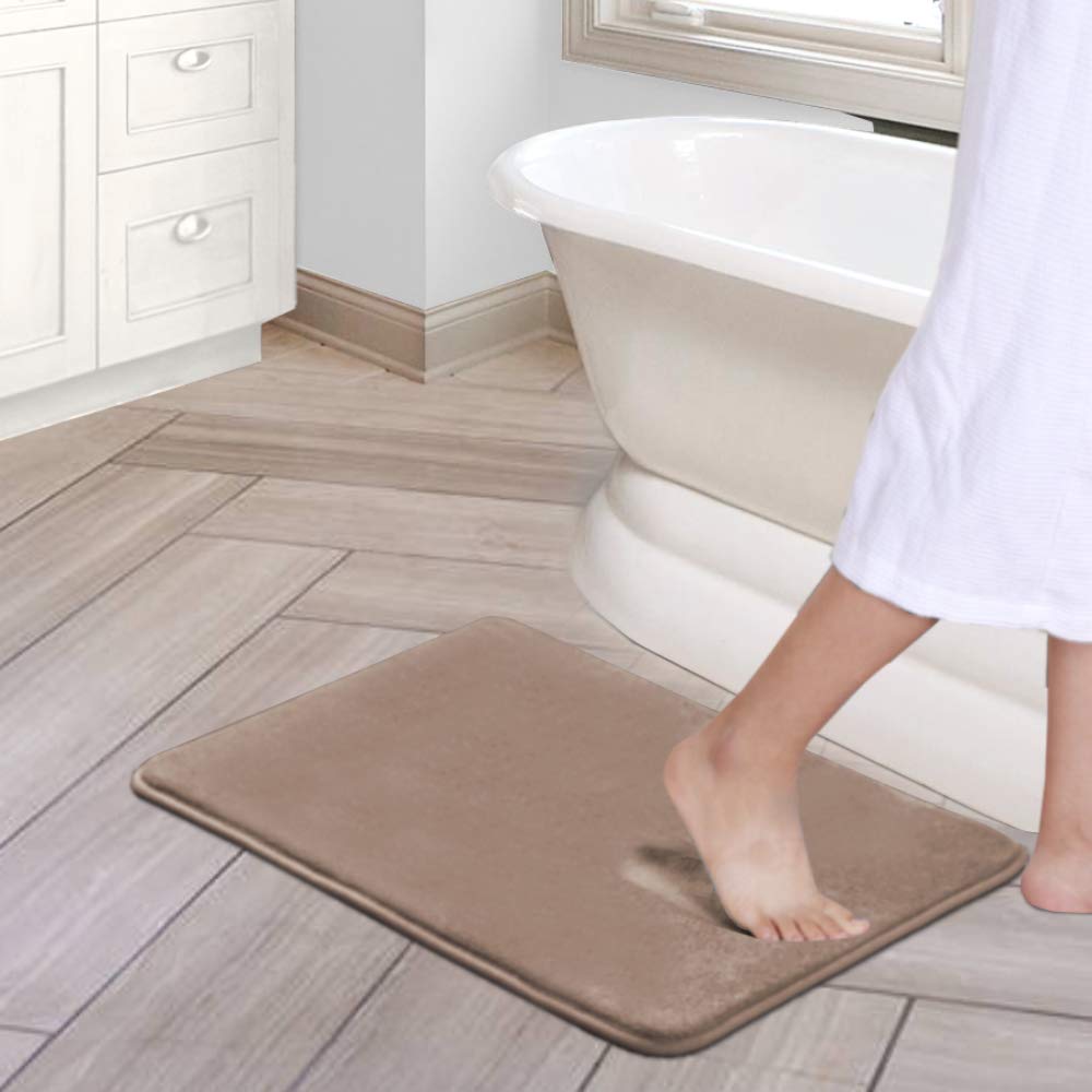 PrimeBeau Luxurious Memory Foam Bath Mat - Super Soft Microfiber Rugs, Water Absorbent, Machine Washable (1 Piece)