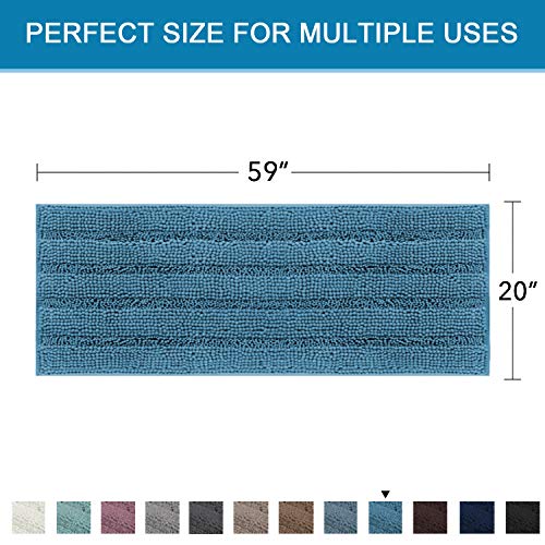 PrimeBeau Luxury Chenille Striped Bath Mats Set | Ultra Thick & Absorbent Non Slip Rugs 59“ x 20"