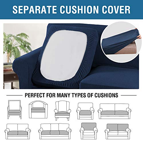PrimeBeau Thicker Jacquard Fabric 3 Pieces Loveseat & Oversize Loveseat Covers for 2 Cushion Sofa Couch Slipcovers (Base Cover Plus 2 Seat Cushion Covers)