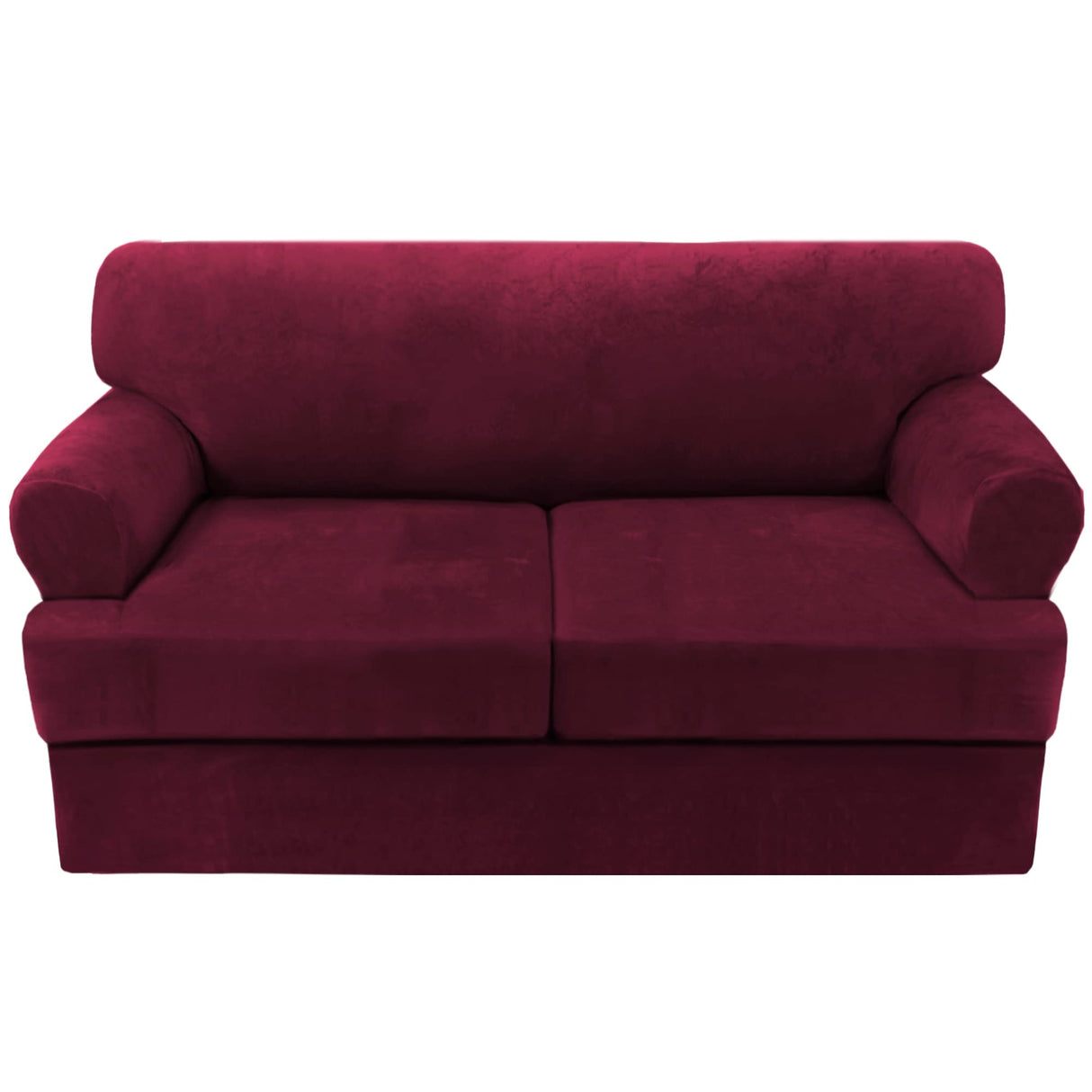 PrimeBeau Sofa Cover 3 Pieces T Cushion Loveseat Slipcovers Thick Velvet Couch Cover Furniture Protector Stretch T Cushion Sofa Covers for 2 Cushion Couch with 2 T Cushion Covers Washable