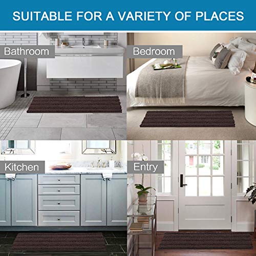 PrimeBeau Luxury Chenille Striped Bath Mats Set | Ultra Thick & Absorbent Non Slip Rugs 59“ x 20"