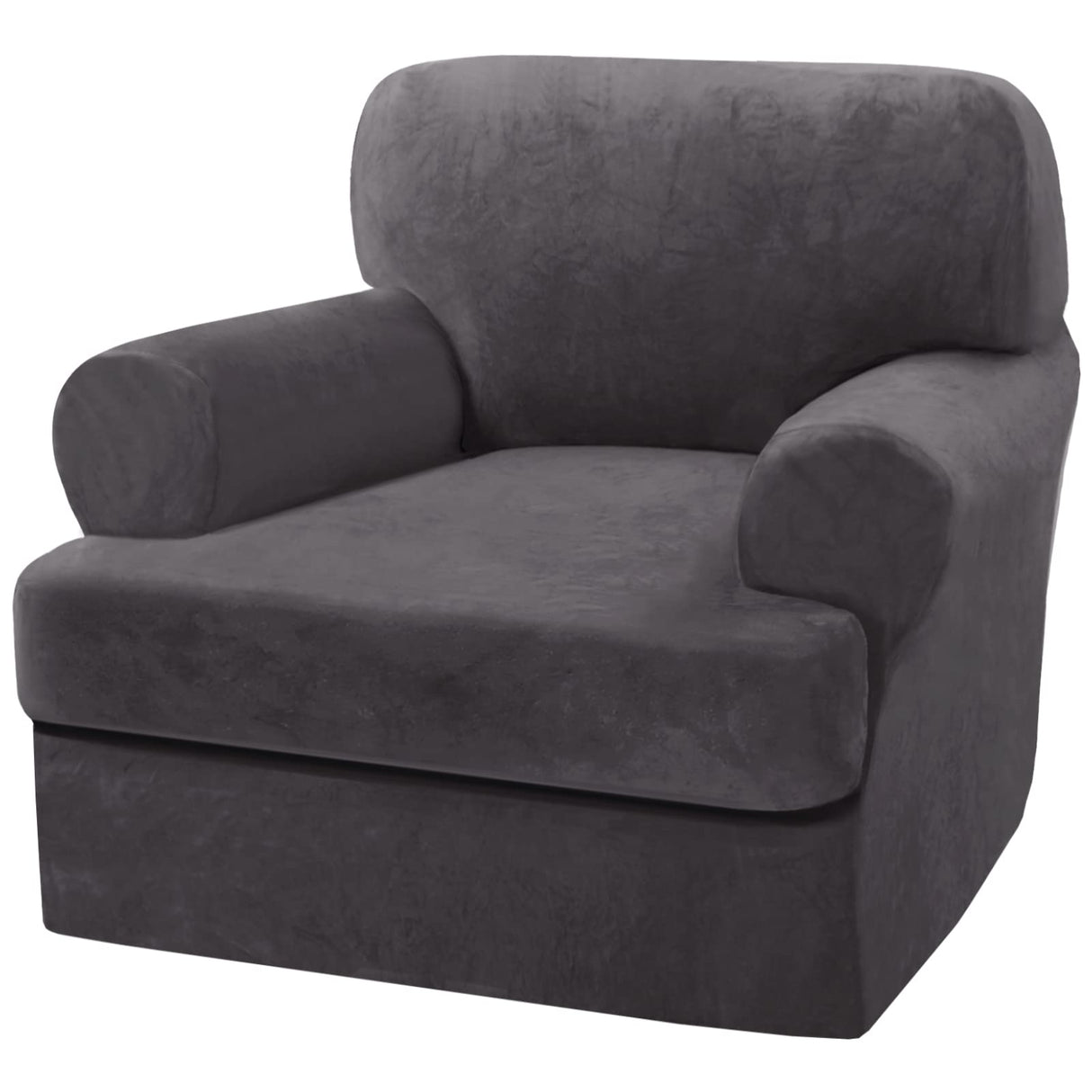 PrimeBeau 2 Piece Armchair Slipcovers Thick Velvet Couch Cover Furniture Protector Stretch Sofa Covers for 1 Cushion Couch with 1 Individual T Cushion Covers Washable