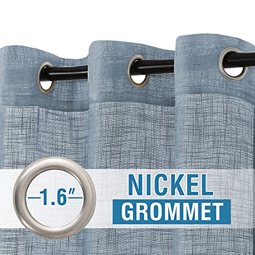 PrimeBeau Natural Linen Blended Grommet Curtains 2 Panel Sets