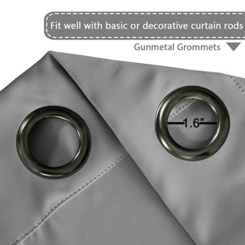 PrimeBeau Blackout Grommet Solid Color Curtain Set of 2 Panels, W52" Short