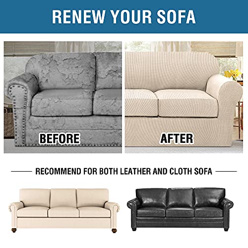 PrimeBeau 4 Pieces Premium Jacquard Sofa Slipcover Set, Sofa and Oversize Sofa